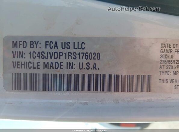 1C4SJVDP1RS176020 2024 JEEP WAGONEER White ძრავის განყოფილების ხედი