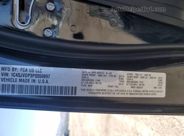 1C4SJVDP3PS550897 2023 JEEP WAGONEER Black VIN կոդի պիտակի տեսք