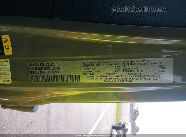 1C6HJTAG1ML568332 2021 JEEP GLADIATOR Серый Вид подкапотного пространства