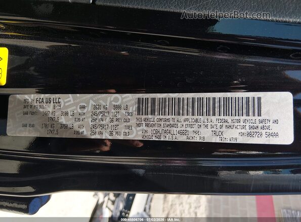 1C6HJTAG4LL146621 2020 JEEP GLADIATOR Black Widok komory silnika