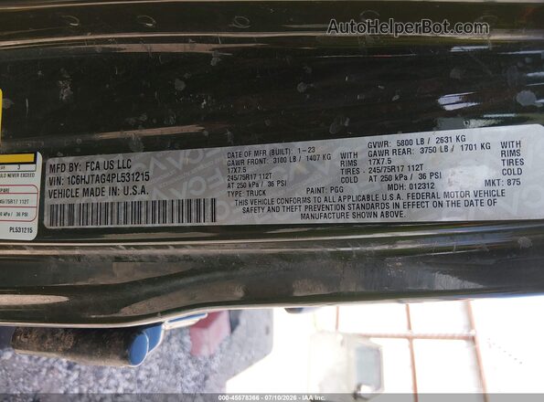 1C6HJTAG4PL531215 2023 JEEP GLADIATOR Green Vista del compartimento del motor