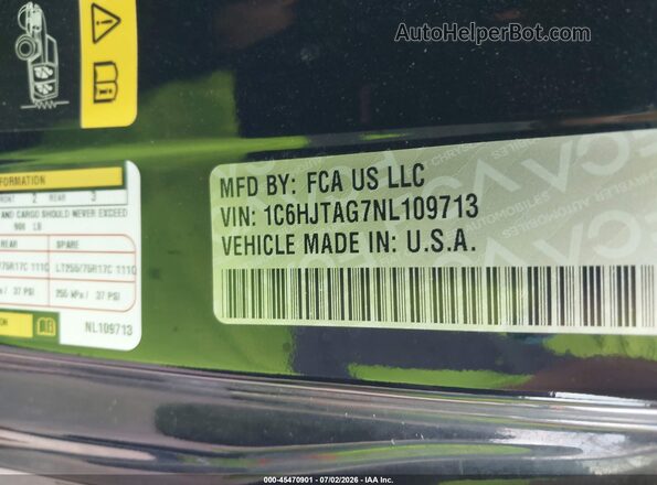 1C6HJTAG7NL109713 2022 JEEP GLADIATOR Черный Вид подкапотного пространства