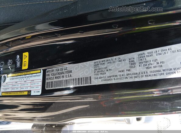 1C6JJTAG6RL113386 2024 JEEP GLADIATOR Black Widok komory silnika