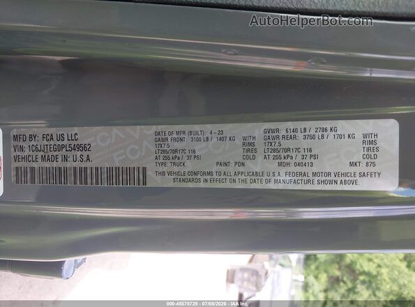 1C6JJTEG0PL549562 2023 JEEP GLADIATOR Gray Widok komory silnika