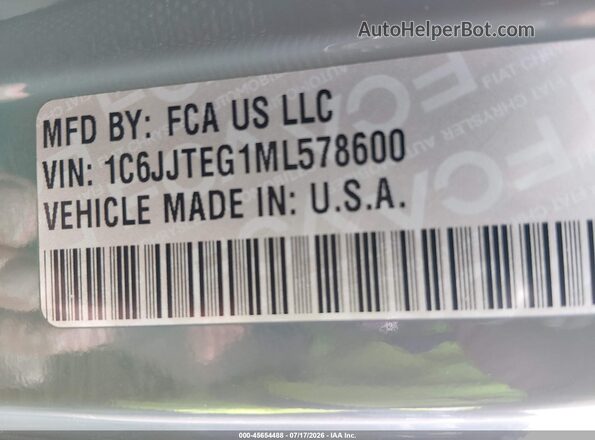 1C6JJTEG1ML578600 2021 JEEP GLADIATOR Серый Вид подкапотного пространства