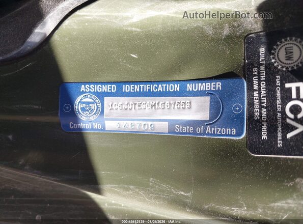 1C6JJTEG8ML587553 2021 JEEP GLADIATOR Зеленый Вид подкапотного пространства