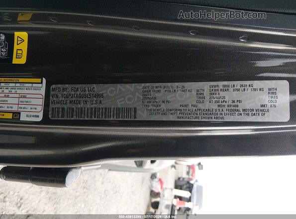 1C6PJTAG0SL514996 2025 JEEP GLADIATOR Gray Շարժիչի բաժամունքի տեսք