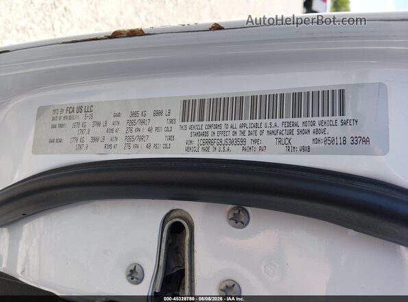 1C6RR6FG9JS303599 2018 RAM 1500 White Engine compartment view