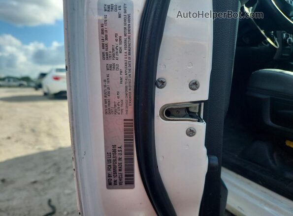 1C6RR6FG9LS158616 2020 RAM 1500 White VIN კოდის სტიკერის ხედი