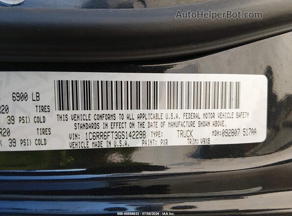 1C6RR6FT3GS142298 2016 RAM 1500 Black ძრავის განყოფილების ხედი