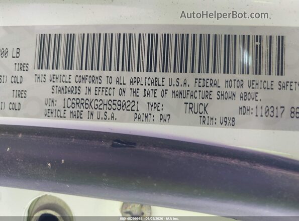 1C6RR6KG2HS590221 2017 RAM 1500 White Вид підкапотного простору