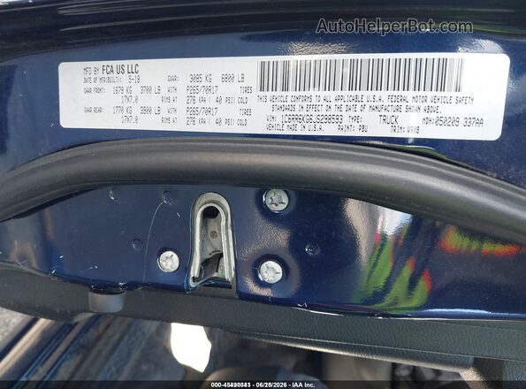 1C6RR6KG6JS298593 2018 RAM 1500 Dark Blue Engine compartment view