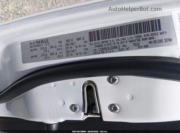 1C6RR6KG6JS298612 2018 RAM 1500 White Engine compartment view