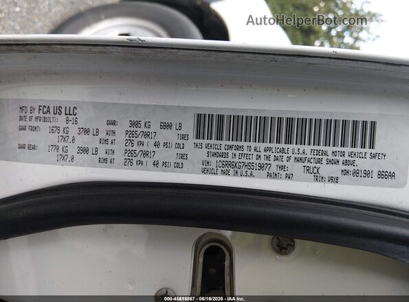 1C6RR6KG7HS519077 2017 RAM 1500 White Вид підкапотного простору