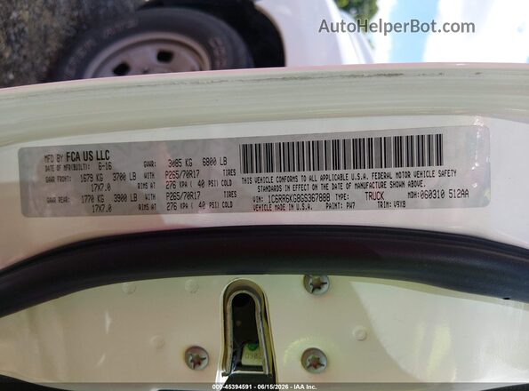 1C6RR6KG8GS367888 2016 RAM 1500 White Շարժիչի բաժամունքի տեսք