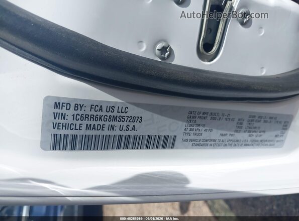 1C6RR6KG8MS572073 2021 RAM 1500 CLASSIC White Շարժիչի բաժամունքի տեսք
