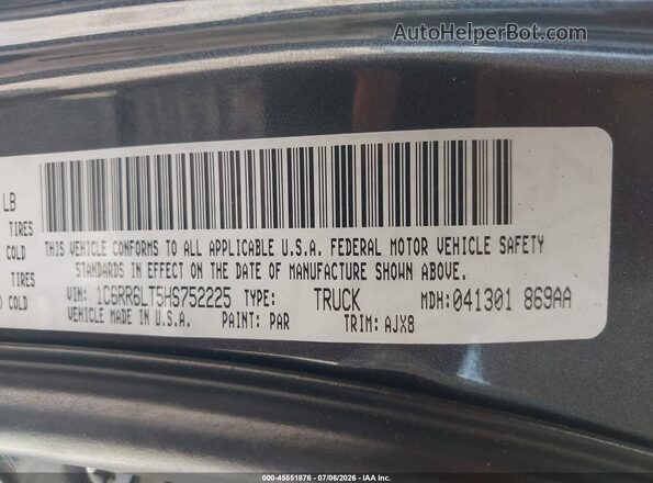 1C6RR6LT5HS752225 2017 RAM 1500 Синий Вид подкапотного пространства