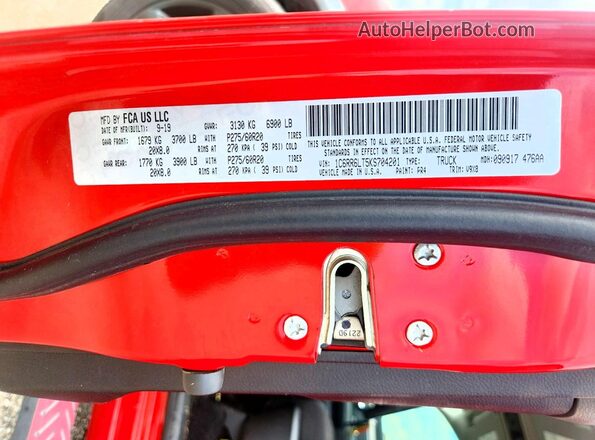 1C6RR6LT5KS704201 2019 RAM 1500 Red Engine compartment view