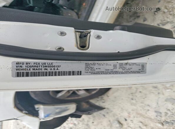 1C6RR6TT3MS550137 2021 RAM 1500 Белый Вид подкапотного пространства