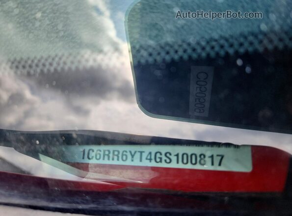 1C6RR6YT4GS100817 2016 RAM 1500 Red Widok naklejki z numerem VIN