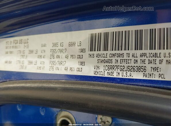 1C6RR7FG2JS263856 2018 RAM 1500 Blue Engine compartment view