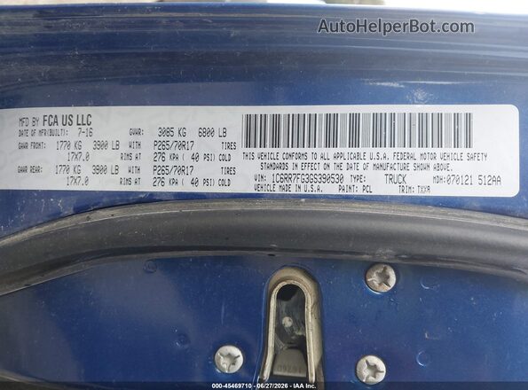 1C6RR7FG3GS390530 2016 RAM 1500 Blue Вид підкапотного простору