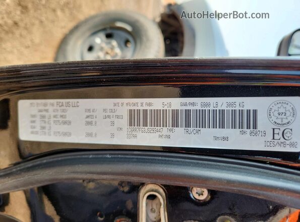 1C6RR7FG3JS293447 2018 RAM 1500 Черный Вид наклейки с VIN-кодом