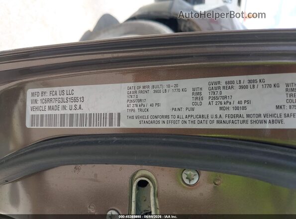 1C6RR7FG3LS156513 2020 RAM 1500 CLASSIC Brown Engine compartment view