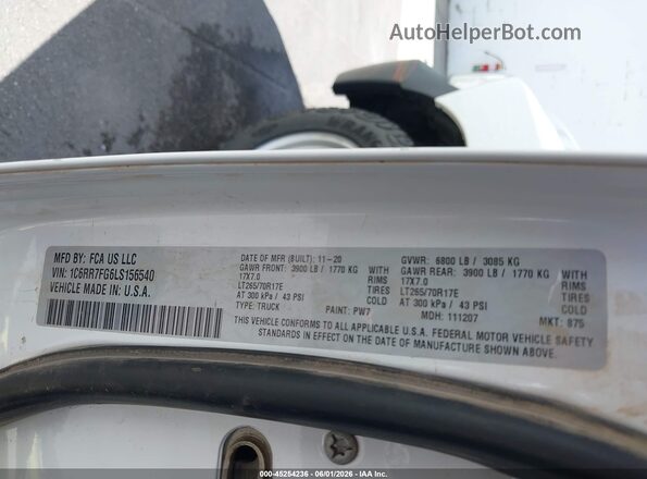 1C6RR7FG6LS156540 2020 RAM 1500 CLASSIC White Engine compartment view