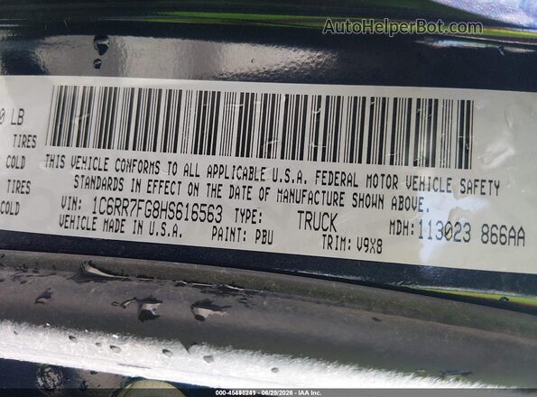1C6RR7FG8HS616563 2017 RAM 1500 Blue Engine compartment view