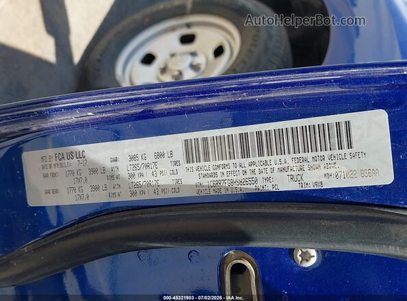 1C6RR7FG8HS826550 2017 RAM 1500 Blue Շարժիչի բաժամունքի տեսք