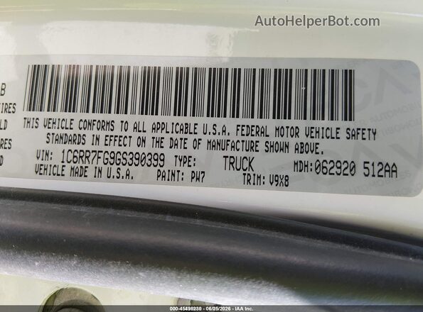 1C6RR7FG9GS390399 2016 RAM 1500 White Engine compartment view