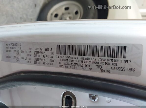 1C6RR7FM5GS284991 2016 RAM 1500 White ძრავის განყოფილების ხედი