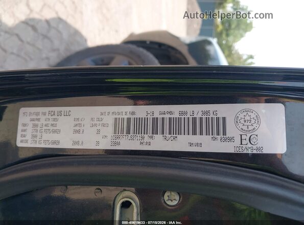 1C6RR7FT7JS271190 2018 RAM 1500 Black Engine compartment view