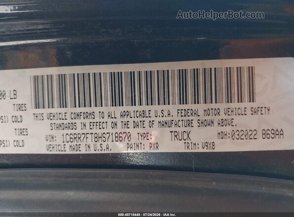 1C6RR7FT8HS718670 2017 RAM 1500 Black Engine compartment view