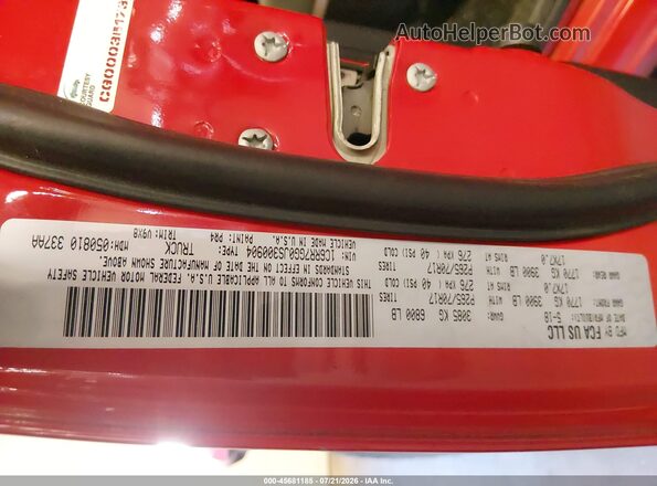 1C6RR7GG0JS300904 2018 RAM 1500 Red Շարժիչի բաժամունքի տեսք