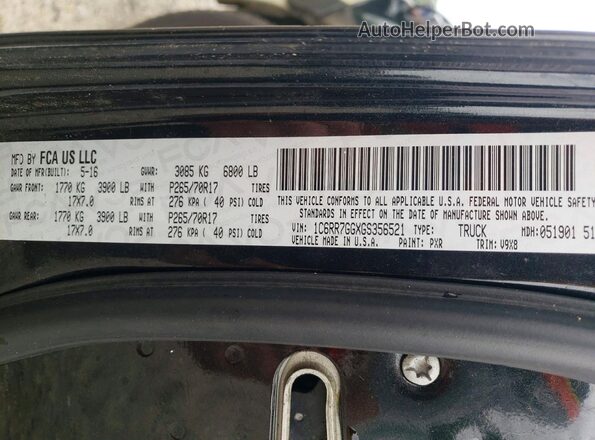 1C6RR7GGXGS356521 2016 RAM 1500 Black Вид підкапотного простору