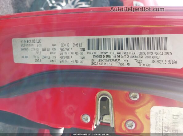 1C6RR7GT0GS390626 2016 RAM 1500 Red Engine compartment view