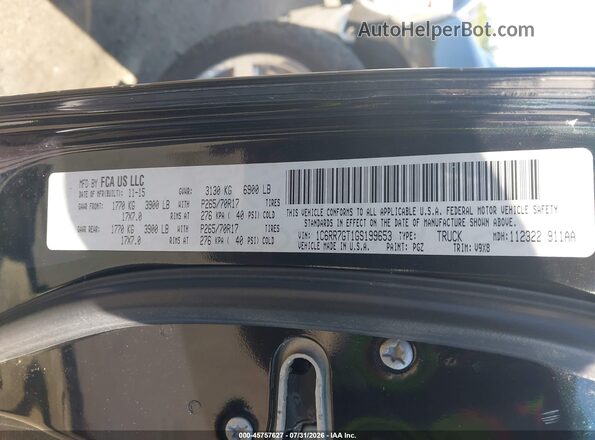1C6RR7GT1GS199653 2016 RAM 1500 Black Engine compartment view