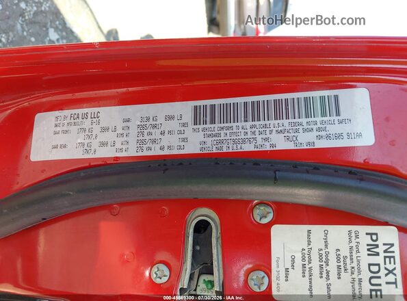 1C6RR7GT9GS387675 2016 RAM 1500 Red Շարժիչի բաժամունքի տեսք