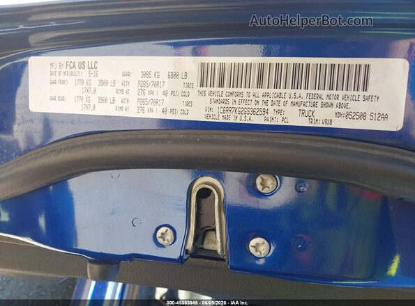 1C6RR7KG2GS362594 2016 RAM 1500 Blue Engine compartment view