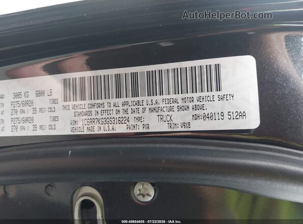1C6RR7KG3GS316224 2016 RAM 1500 Черный Вид подкапотного пространства