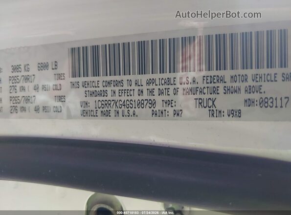 1C6RR7KG4GS108790 2016 RAM 1500 Белый Вид подкапотного пространства