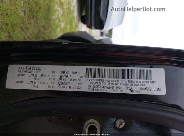 1C6RR7KG4GS362404 2016 RAM 1500 Черный Вид подкапотного пространства