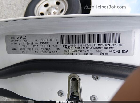 1C6RR7KG4JS306745 2018 RAM 1500 White Engine compartment view