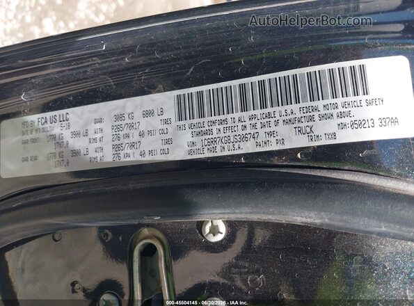 1C6RR7KG8JS306747 2018 RAM 1500 Black Engine compartment view
