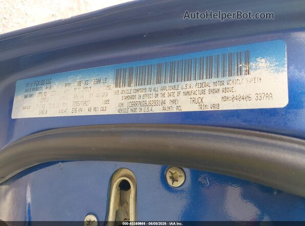 1C6RR7KG9JS293104 2018 RAM 1500 Blue Engine compartment view