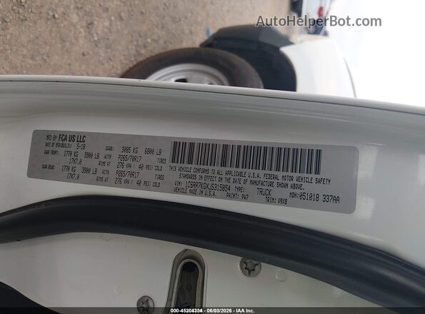 1C6RR7KGXJS315854 2018 RAM 1500 White VIN sticker view