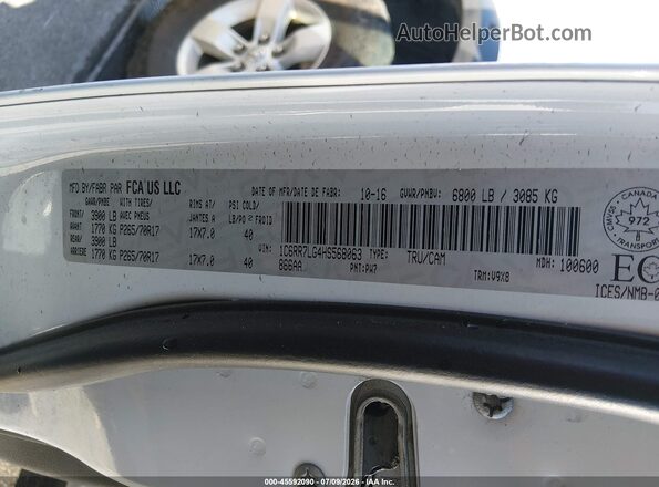 1C6RR7LG4HS568063 2017 RAM 1500 Белый Вид подкапотного пространства