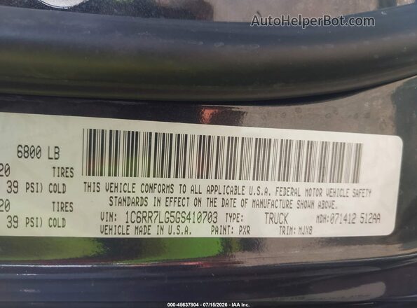 1C6RR7LG5GS410703 2016 RAM 1500 Black ძრავის განყოფილების ხედი